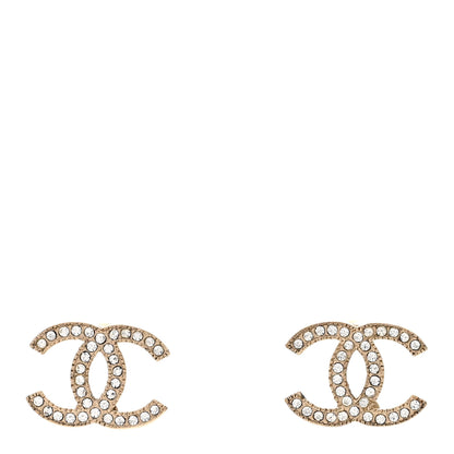 Chanel Crystal CC Earrings Gold 1 of 5