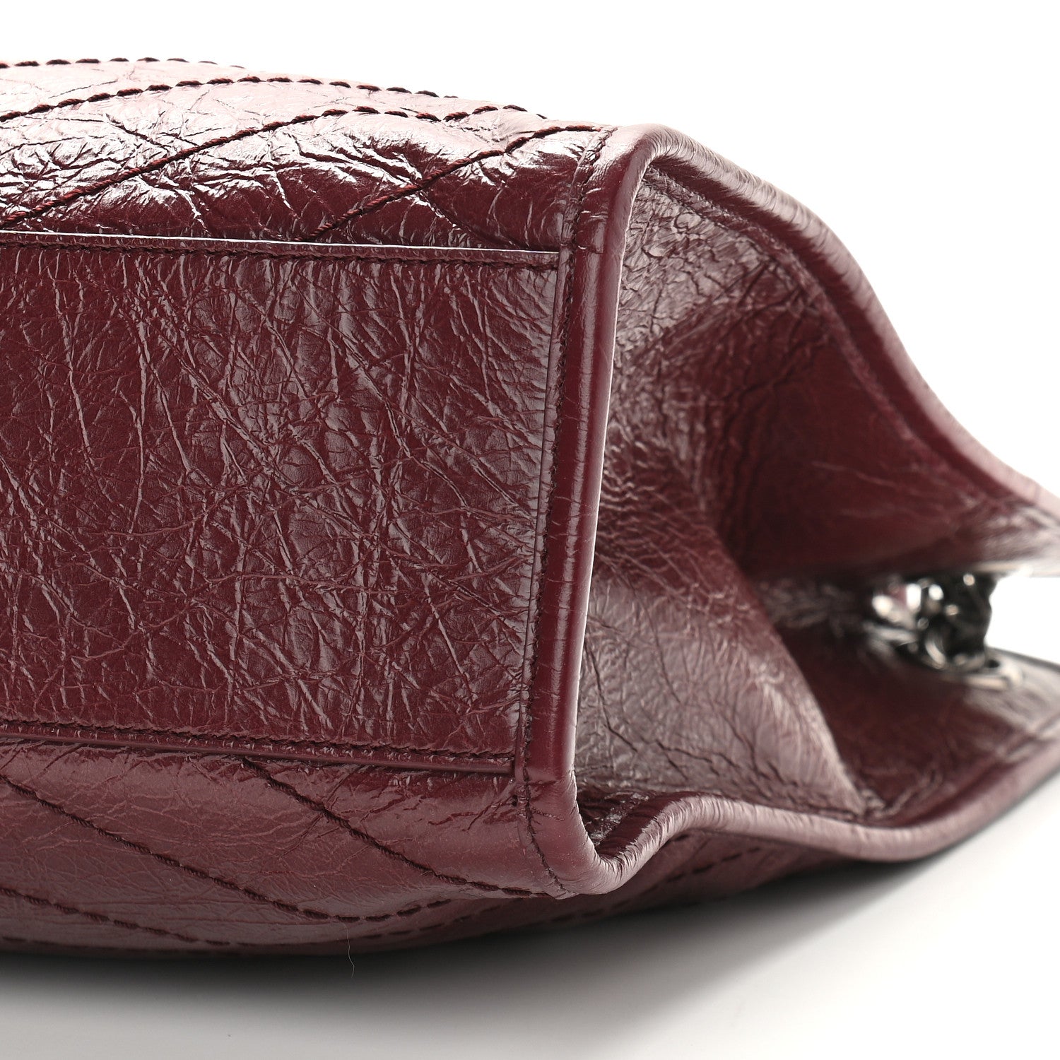 Saint Laurent Crinkled Calfskin Matelasse Monogram Medium Niki Shopper Tote Burgundy 8 of 8