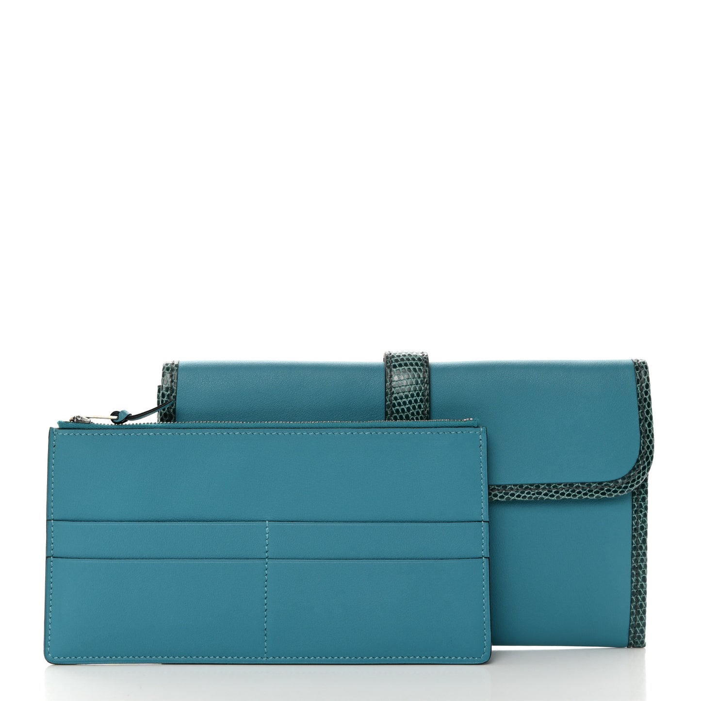 Swift Lizard Jige Elan Touch Duo Clutch Bleu Paon Mykonos