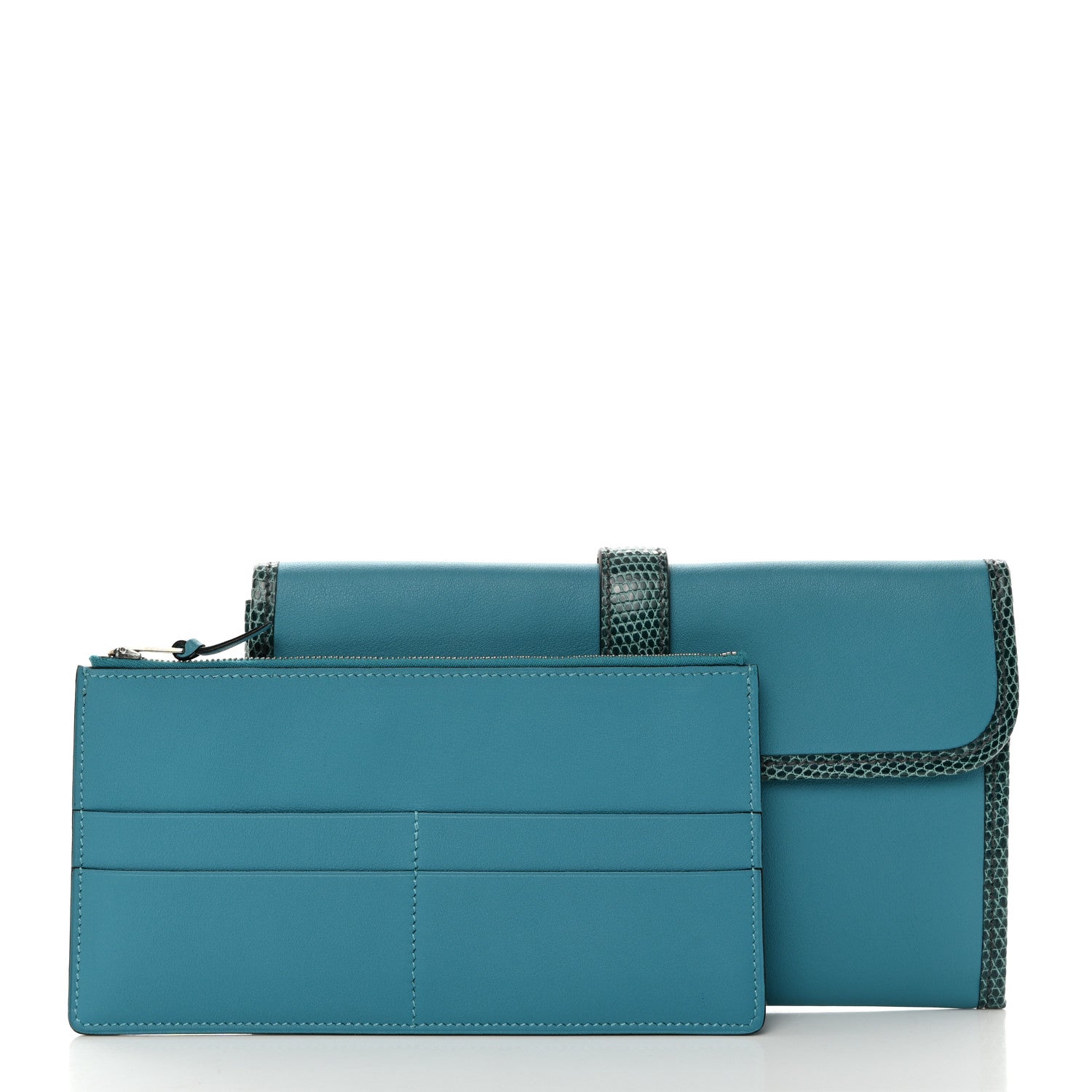 Hermes Swift Lizard Jige Elan Touch Duo Clutch Bleu Paon Mykonos 3 of 7