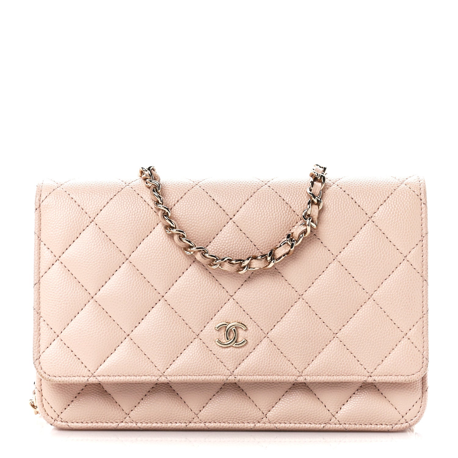 Chanel Caviar Quilted Wallet on Chain WOC Light Beige 1 of 12