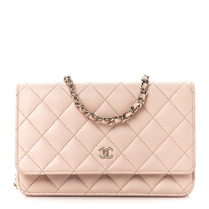 Chanel Caviar Quilted Wallet on Chain WOC Light Beige 1 of 12