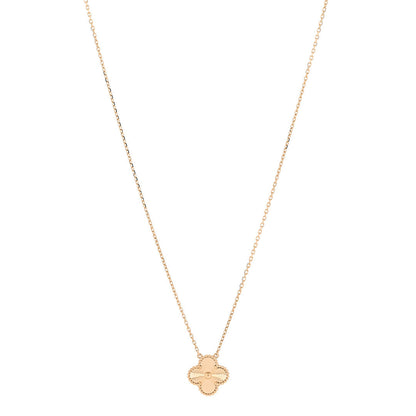 Van Cleef & Arpels 18K Yellow Gold Guilloche Vintage Alhambra Pendant Necklace 1 of 6