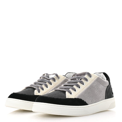 Chanel Velvet Womens Logo Sneakers 40 White Black Grey 4 of 9