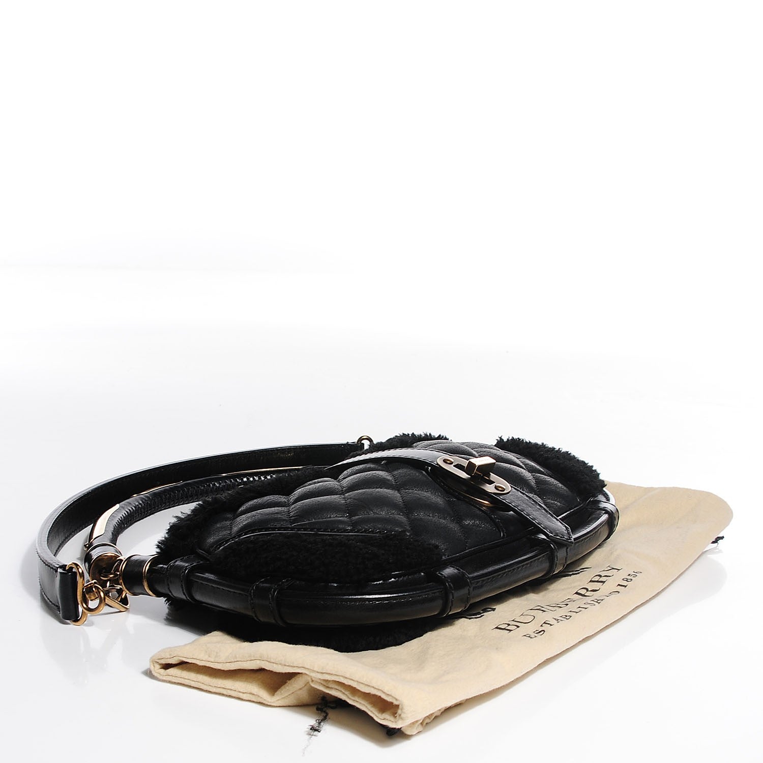 Burberry Sheepskin Quilted Shearling Small Cadet Black 4 of 13