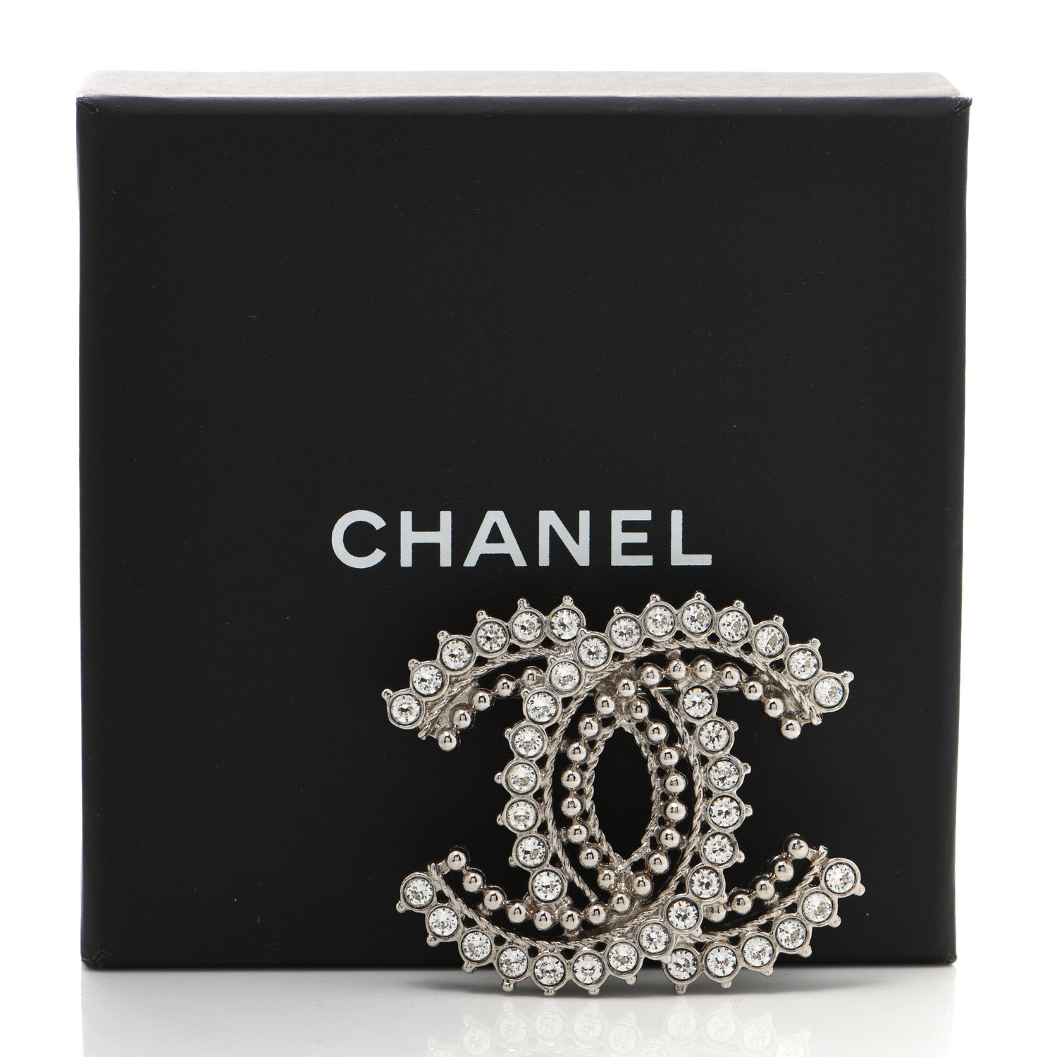 Chanel Crystal CC Brooch Silver 5 of 5