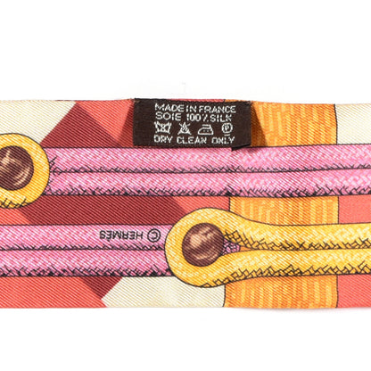 Hermes Silk Brandebourgs Twilly Corail Rose Jaune D'Or 4 of 4