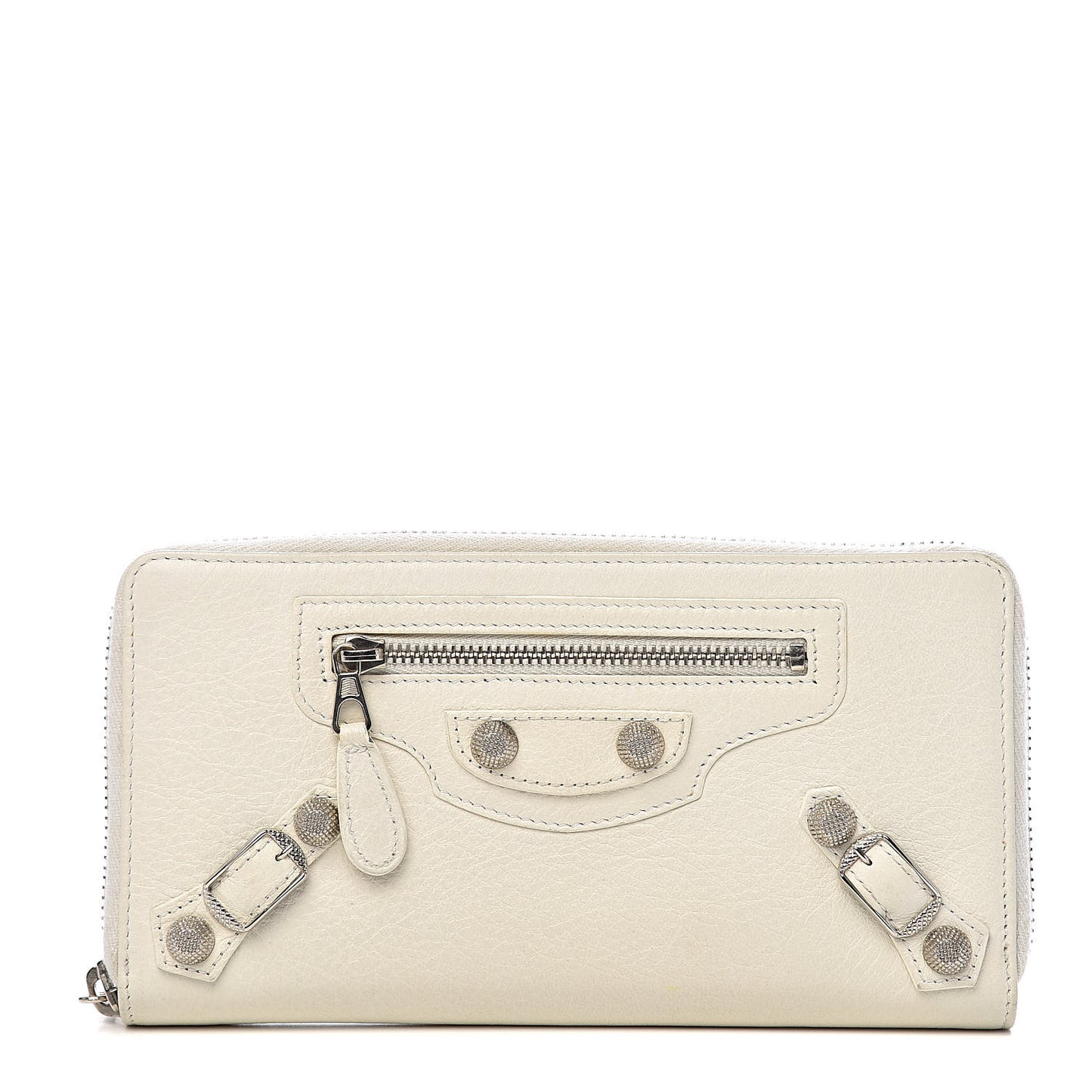Agneau Giant 12 Silver Hardware Continental Zip Around Wallet White