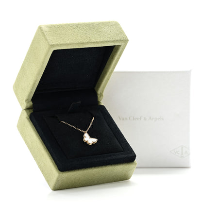 Van Cleef & Arpels 18K Yellow Gold Mother of Pearl Sweet Alhambra Butterfly Pendant Necklace 6 of 6