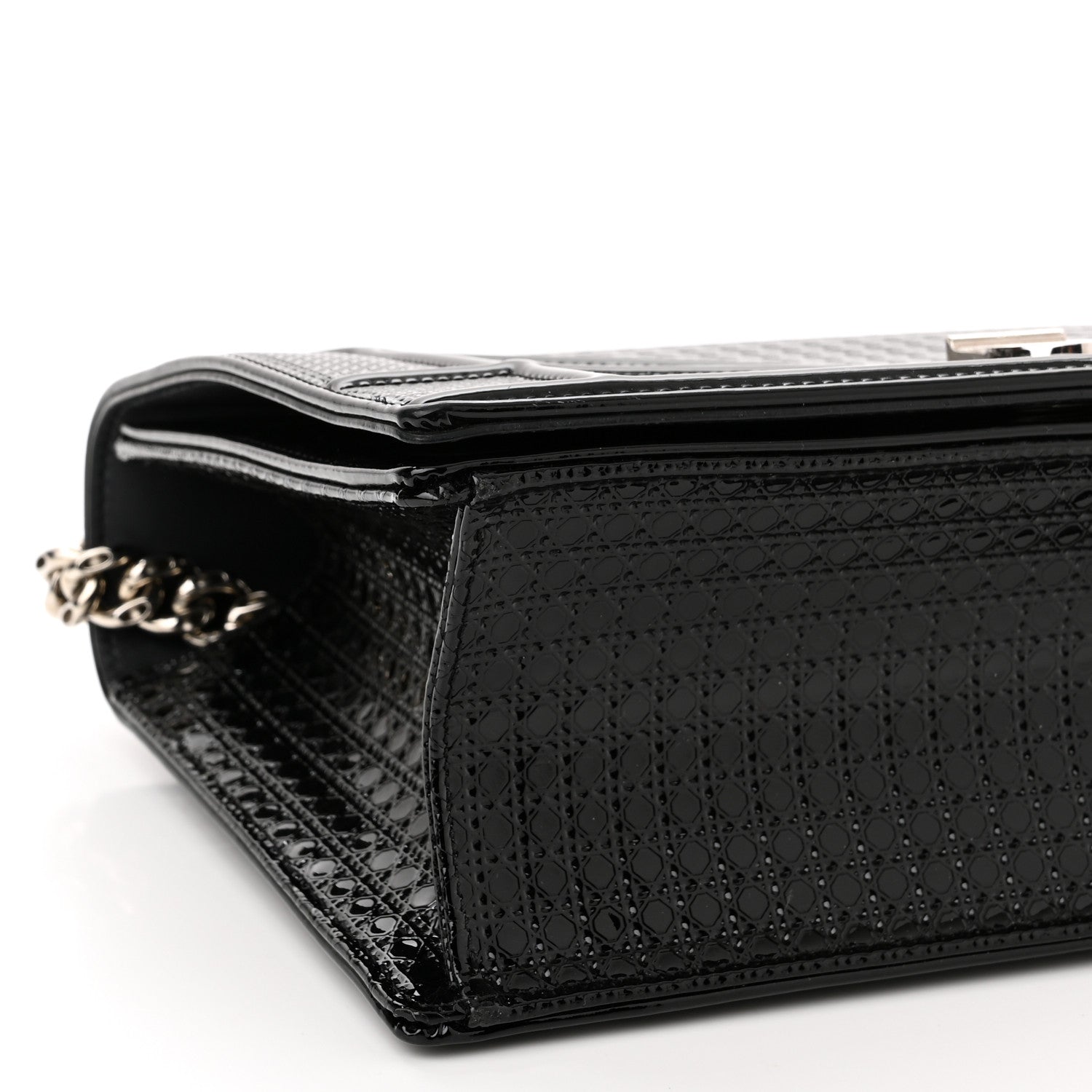 Christian Dior Metallic Patent Micro-Cannage Medium Diorama Flap Bag Graphite 8 of 10