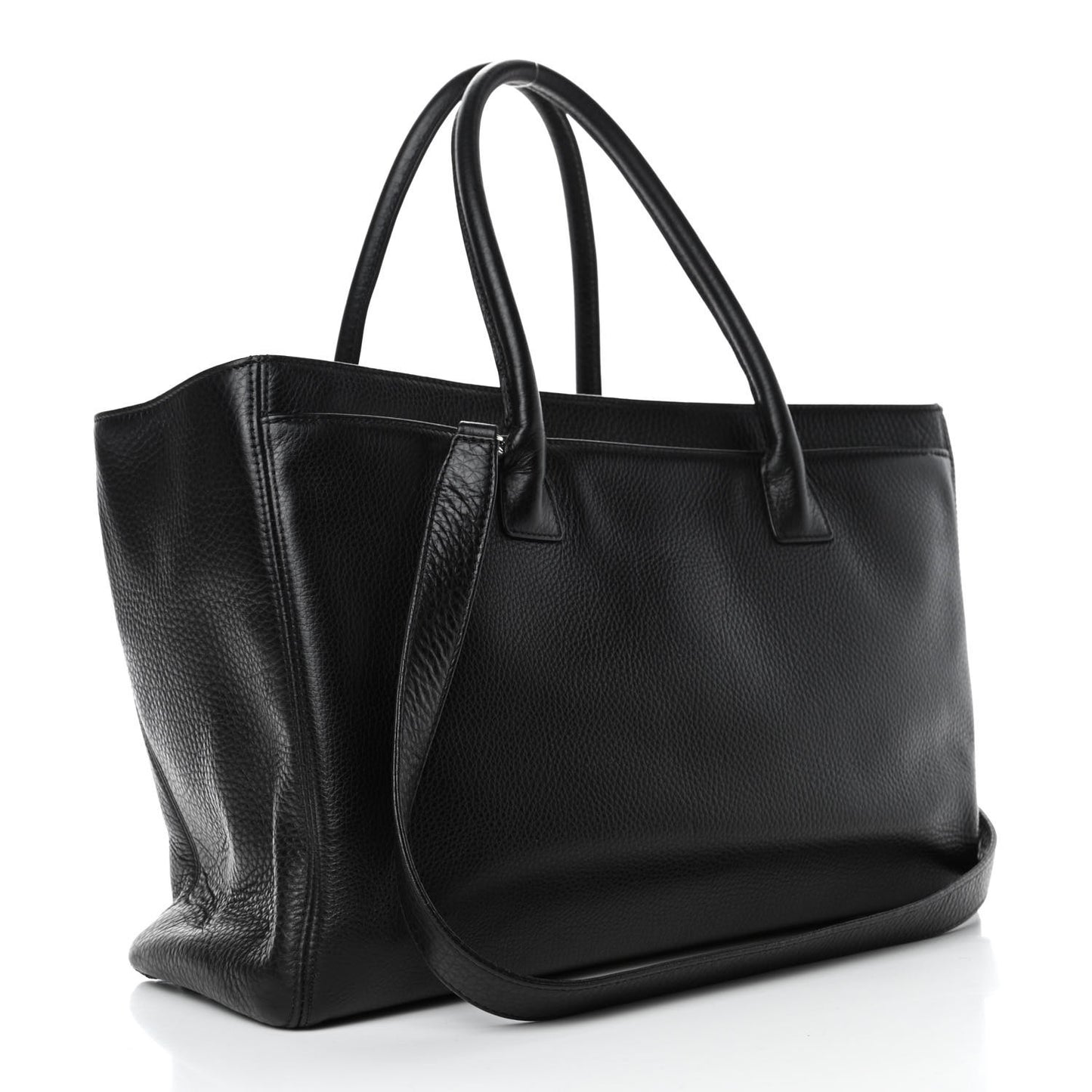 Calfskin Cerf Executive Shopper Tote Black