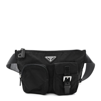 Prada Tessuto Nylon Soft Calfskin Sling Belt Bag Black 1 of 16