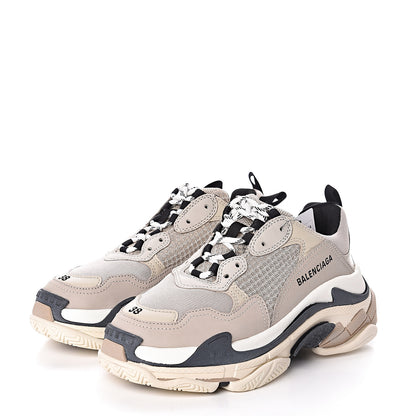 Balenciaga Fabric Mesh Womens Triple S Sneakers 38 Beige Black 3 of 9