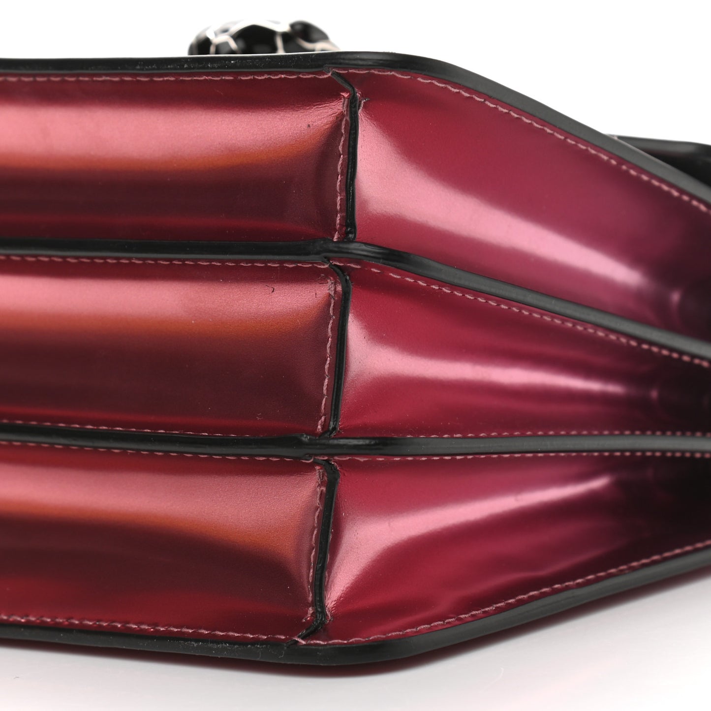 Metallic Calfskin Contrast Serpenti Forever Top Handle Silver Pink