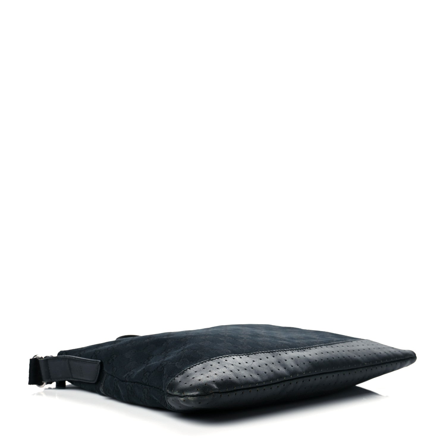 Gucci Monogram Calfskin Perforated Medium Flat Messenger Bag Black 4 of 14