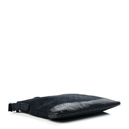 Gucci Monogram Calfskin Perforated Medium Flat Messenger Bag Black 4 of 14