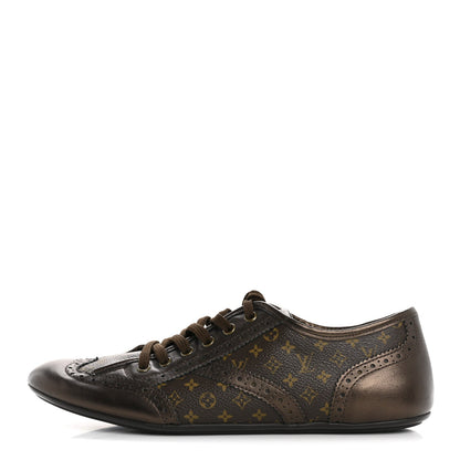 Louis Vuitton Calfskin Monogram Lyrics Sneakers 38.5 Bronze 1 of 12