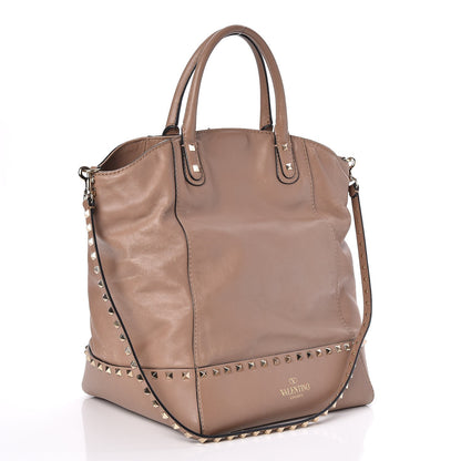 Valentino Garavani Calfskin Rockstud New Dome Bucket Tote Poudre 4 of 8