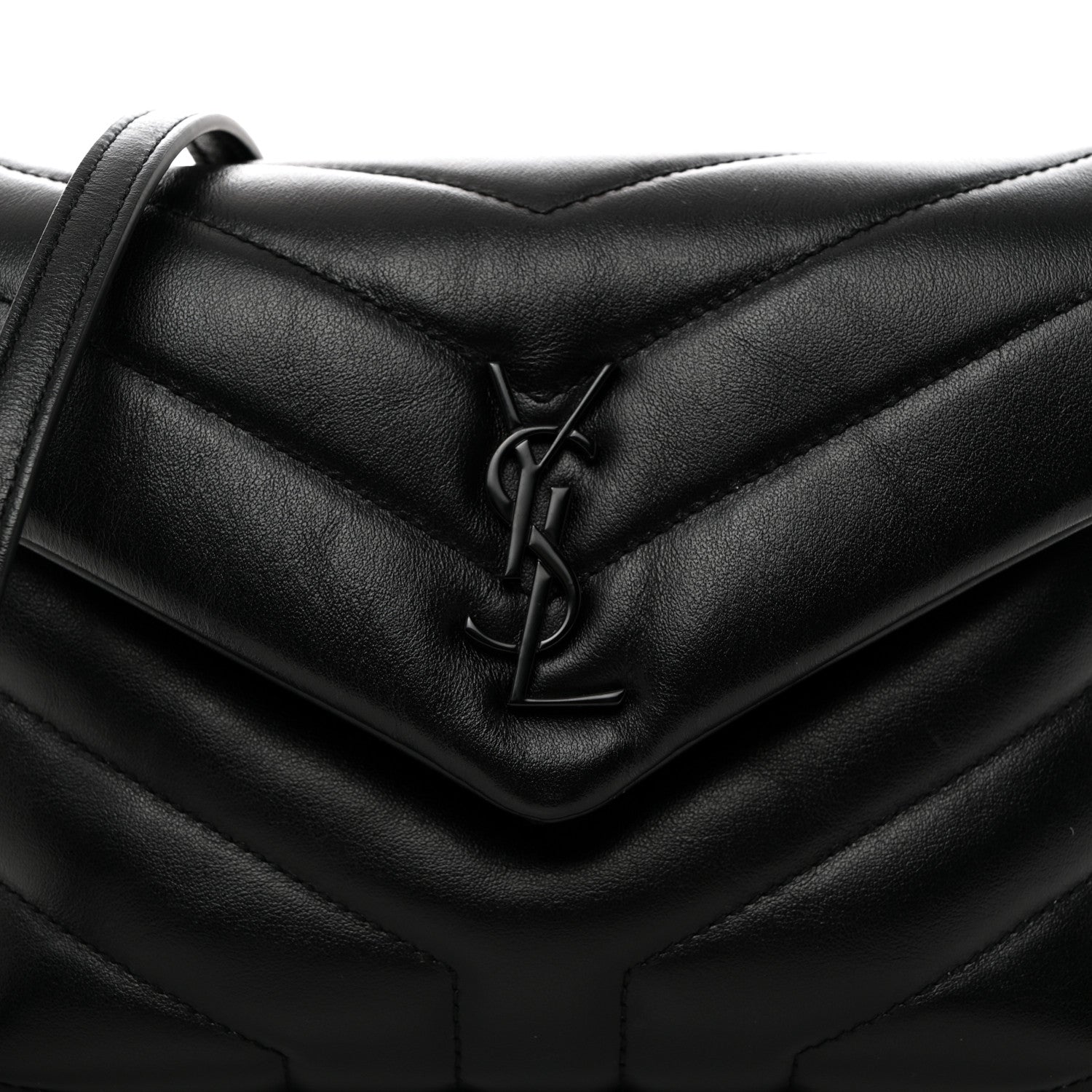 Saint Laurent Calfskin Y Quilted Monogram Monochrome Toy Loulou Crossbody Bag Black 9 of 11
