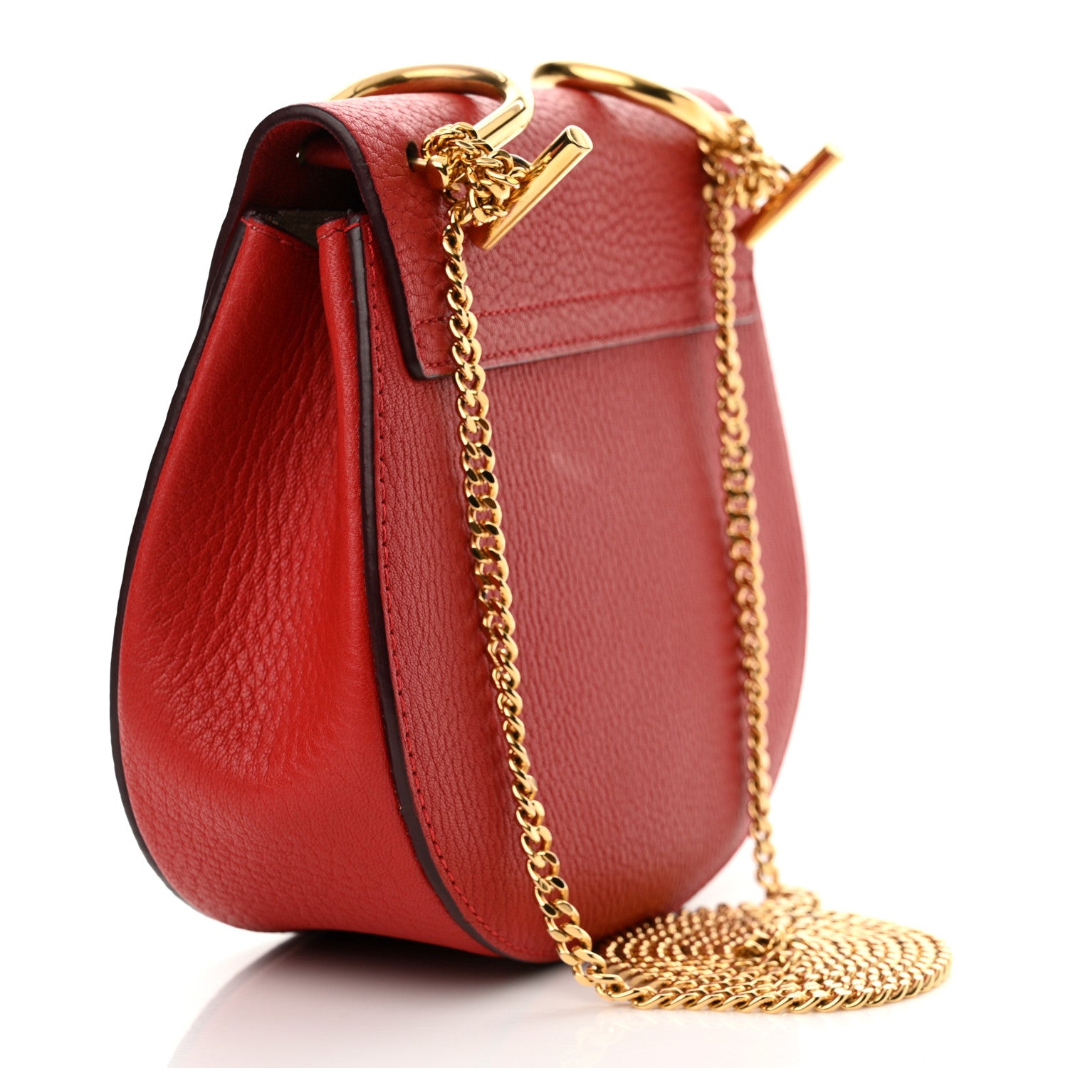 Chloe Grained Lambskin Mini Drew Shoulder Bag Plaid Red 3 of 11