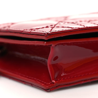 Christian Dior Patent Cannage Mini Lady Dior Wallet Cherry Red 10 of 12