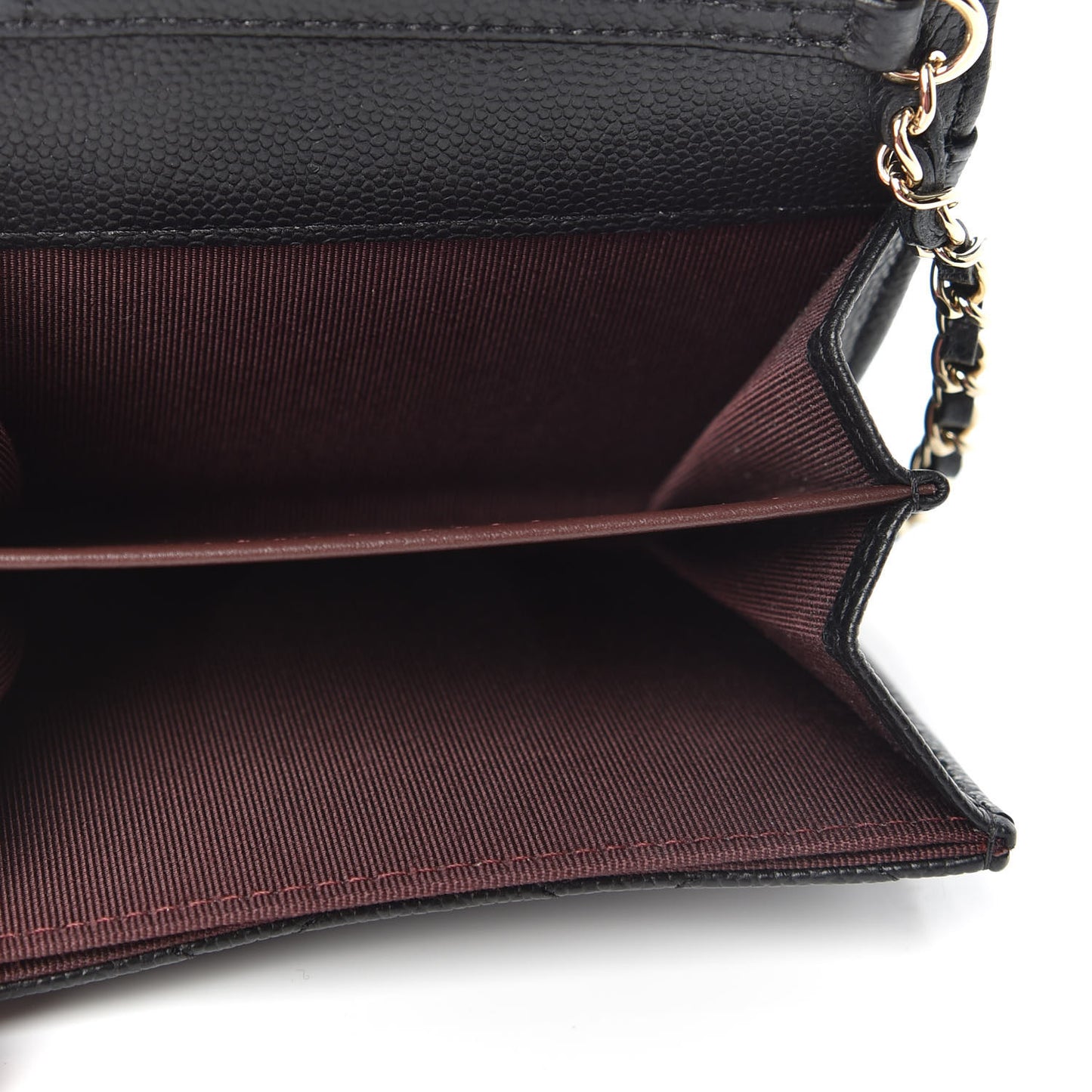 Caviar Quilted Flap Card Holder On Chain Black