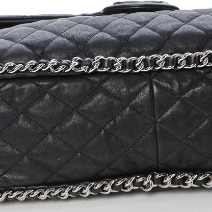 Chanel Washed Lambskin Quilted Maxi Chain Around Flap Black 8 of 9
