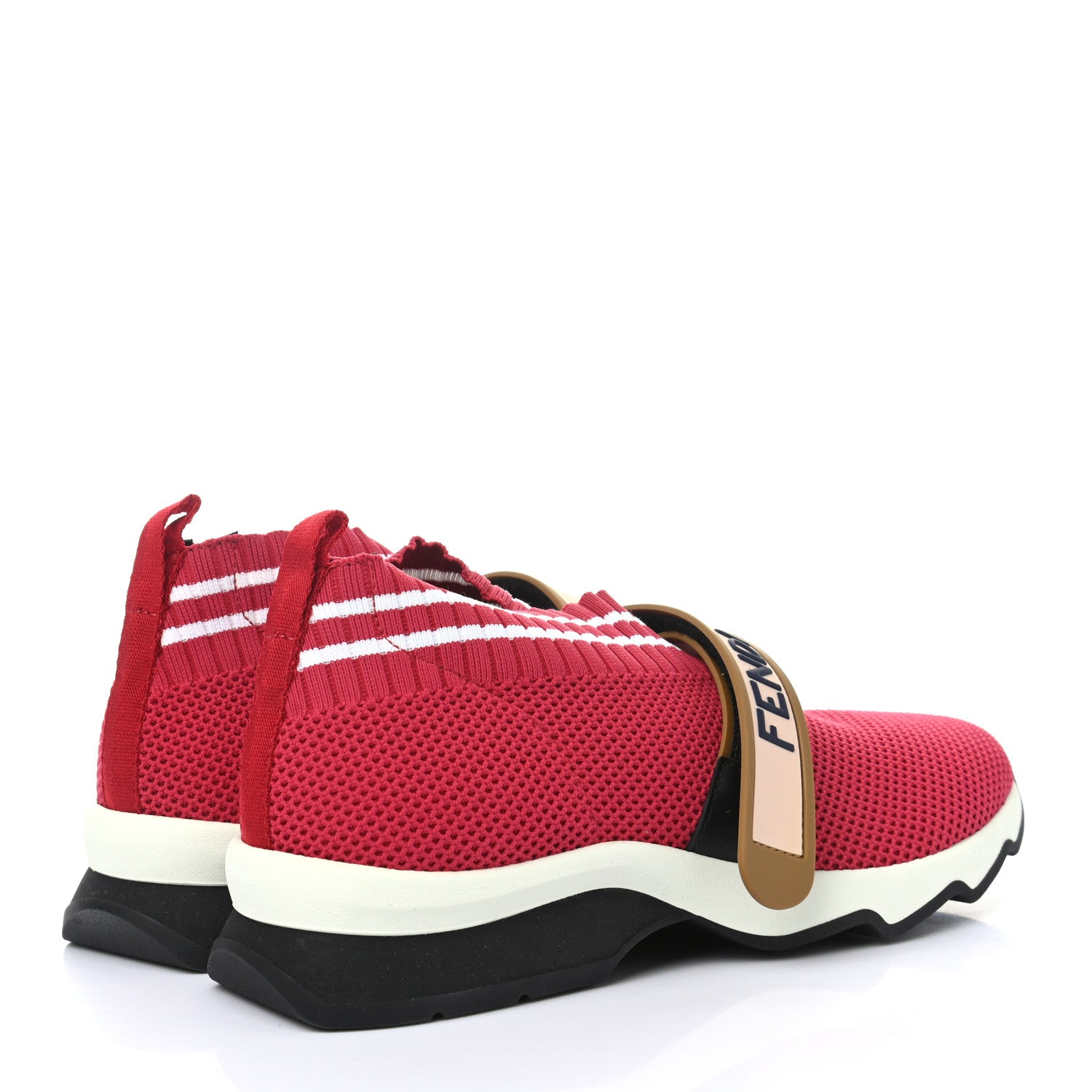 Fendi Stretch Yarn Stiff Band Rockoko Sneakers 36 Vino White 4 of 8