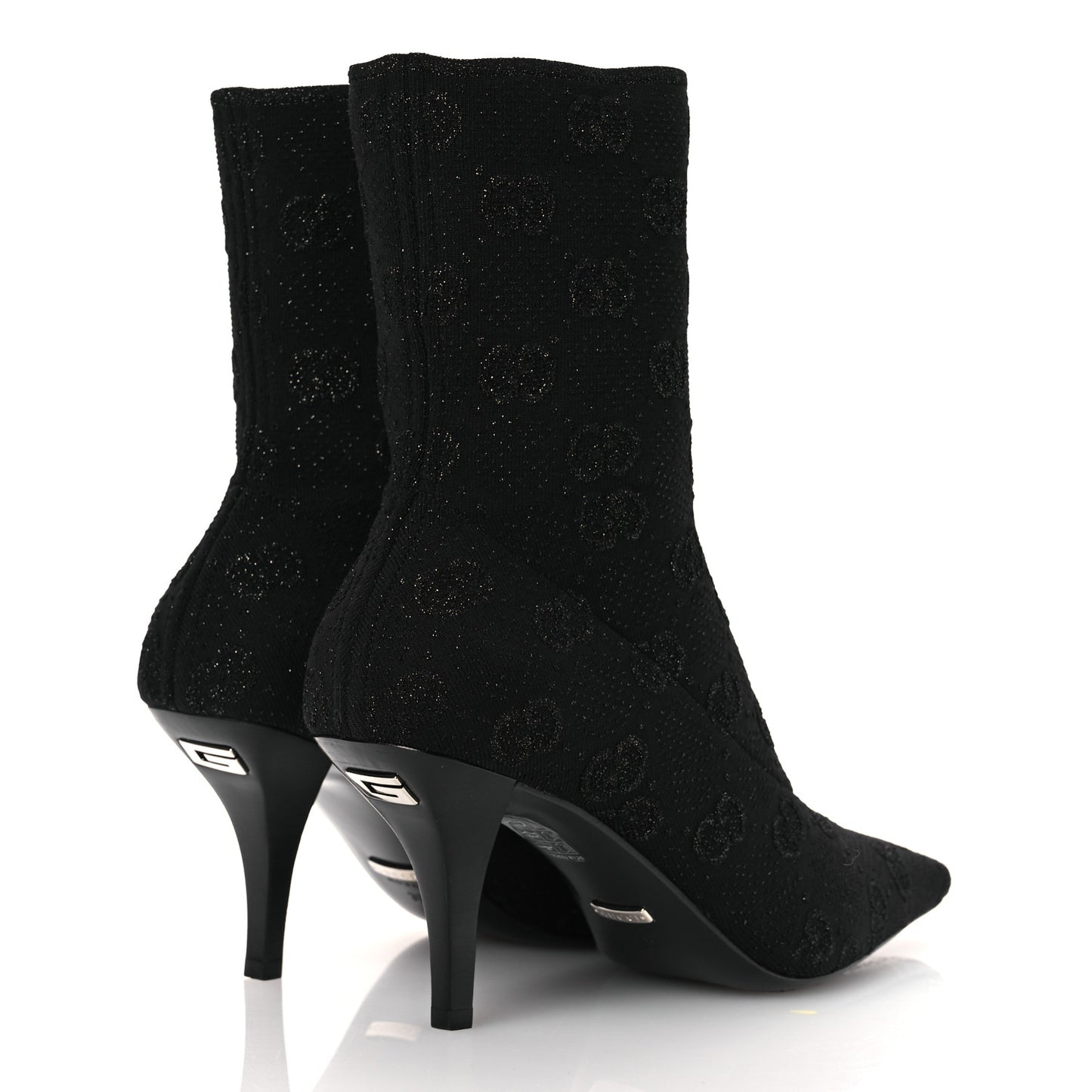 Technical Jersey Knit GG Monogram Square G 75mm Ankle Boots 39 Black Gray