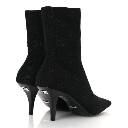 Gucci Technical Jersey Knit GG Monogram Square G 75mm Ankle Boots 39 Black Gray 5 of 10