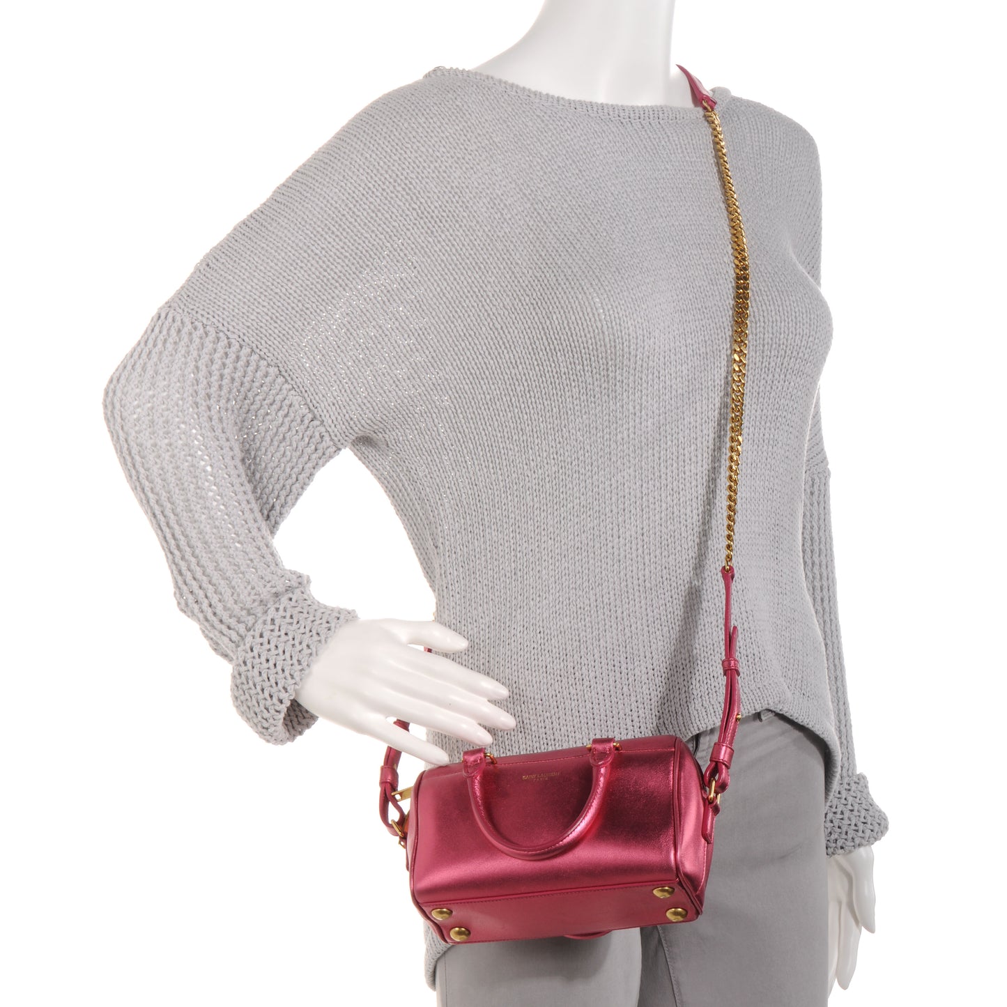 Metallic Leather Classic Duffle Toy Pink