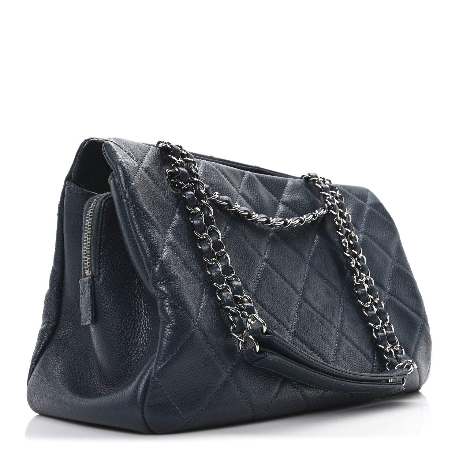Chanel Caviar Quilted CC Timeless Soft Tote  Blue 3 of 10