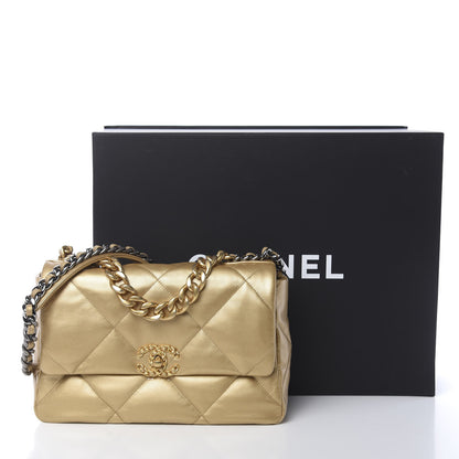 Chanel Metallic Goatskin Quilted Large 19 Flap Gold 11 of 11