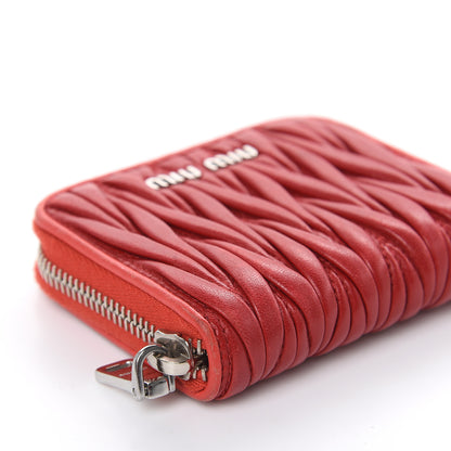 Miu Miu Nappa Matelasse Zip Around Compact Wallet Fuoco 7 of 14