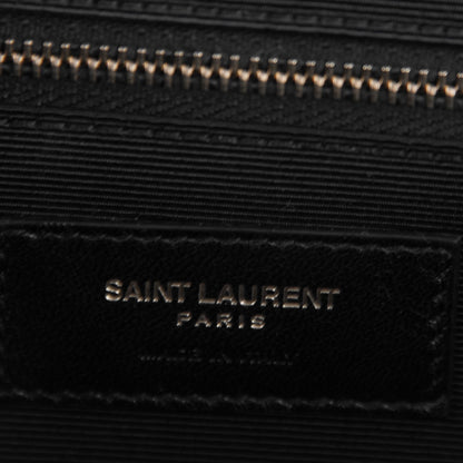 Saint Laurent Grain De Poudre Matelasse Chevron Large Monogram Satchel Earth 7 of 7