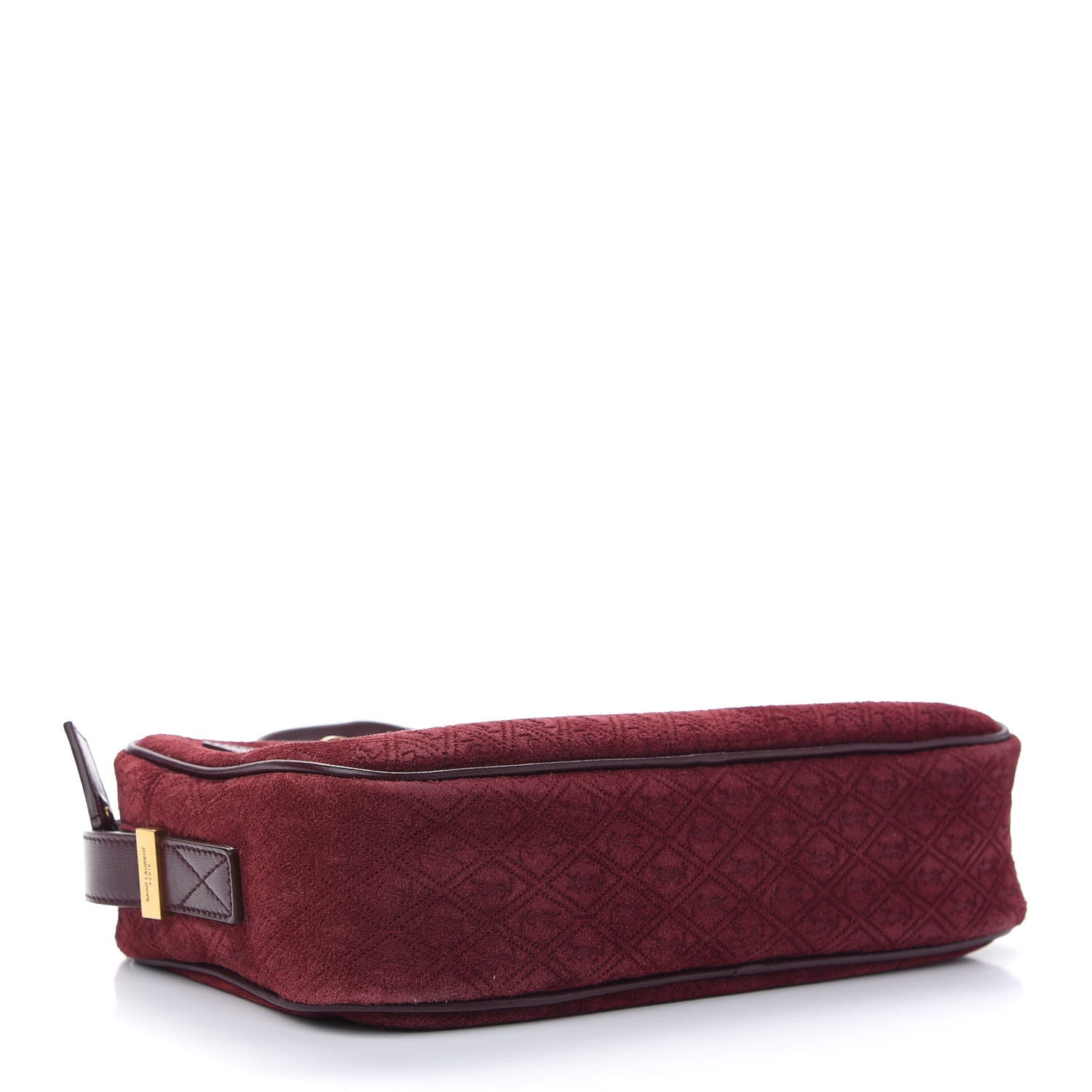 Saint Laurent Suede Monogram All Over Camera Bag Burgundy 4 of 9