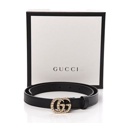 Gucci Calfskin Pearl Double G 20mm Belt 75 30 Black Cream 7 of 7