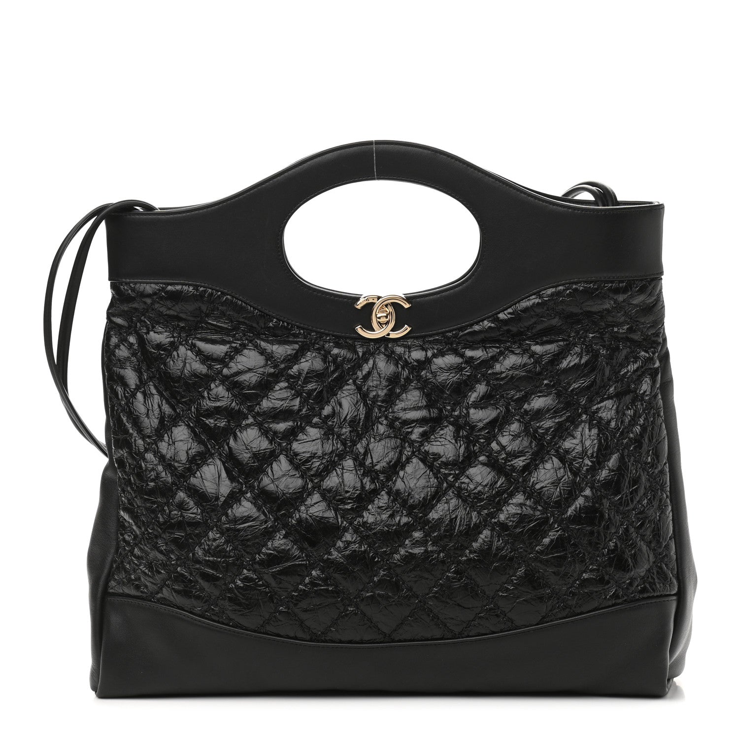 Chanel Crumpled Calfskin Quilted 31 Large Shopping Bag Black 1 of 10