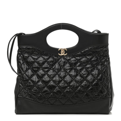 Chanel Crumpled Calfskin Quilted 31 Large Shopping Bag Black 1 of 10