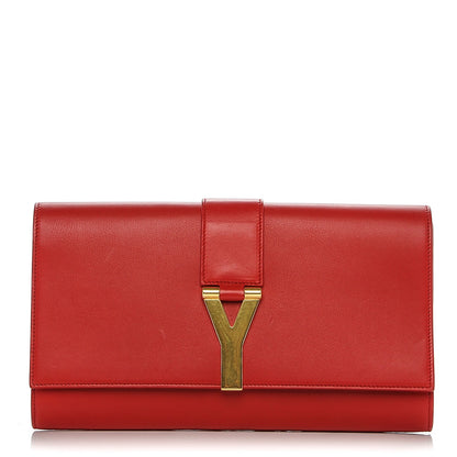 Saint Laurent Calfskin Classic Y Ligne Clutch Red 1 of 7