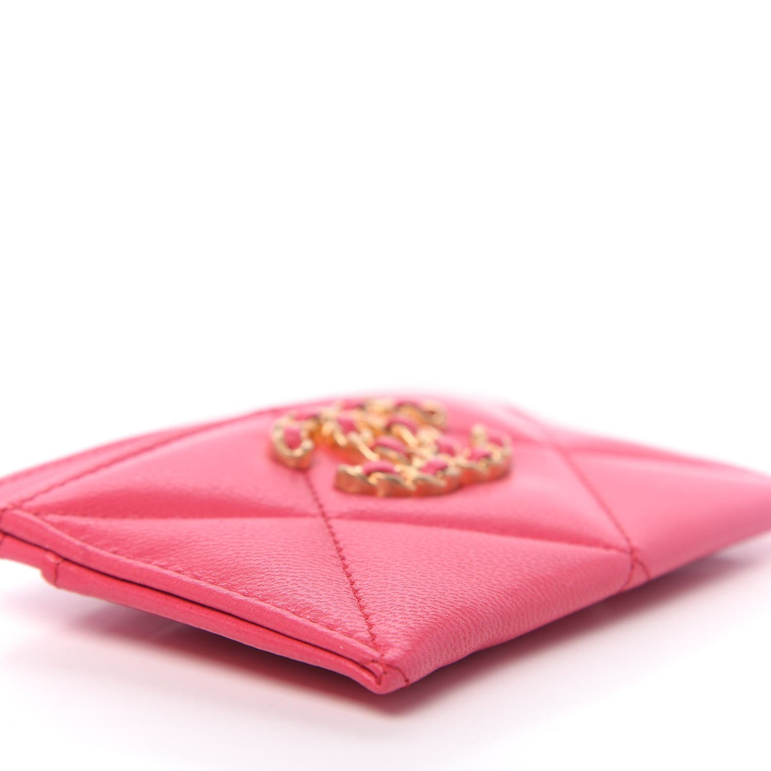 Chanel Shiny Goatskin Quilted 19 Card Holder Dark Pink 8 of 9
