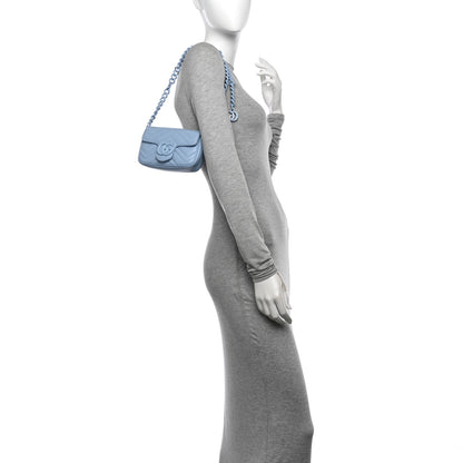 Gucci Calfskin Matelasse Monochrome GG Marmont Chain Belt Bag Porcelain Light Blue 2 of 11