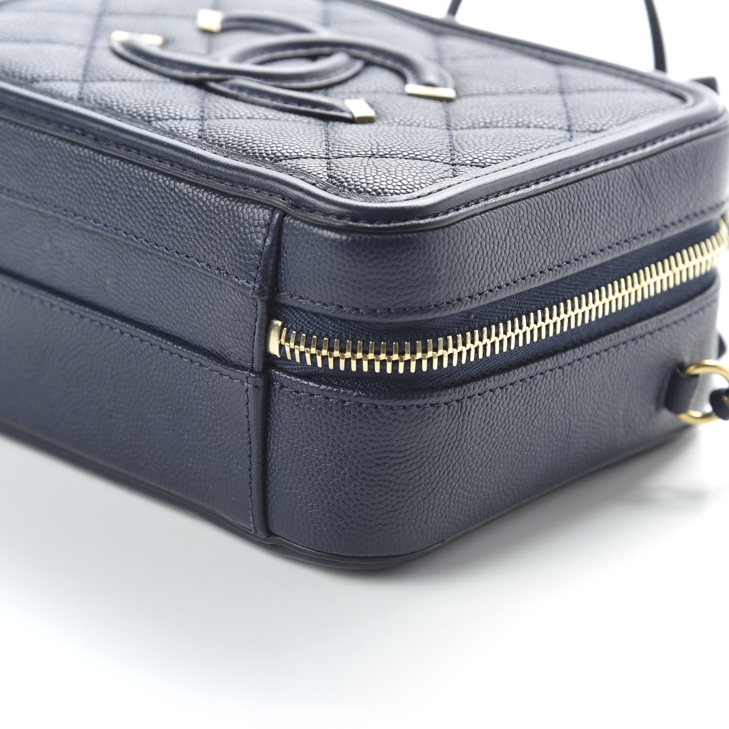Chanel Caviar Quilted Small CC Filigree Vanity Case Navy 13 of 15
