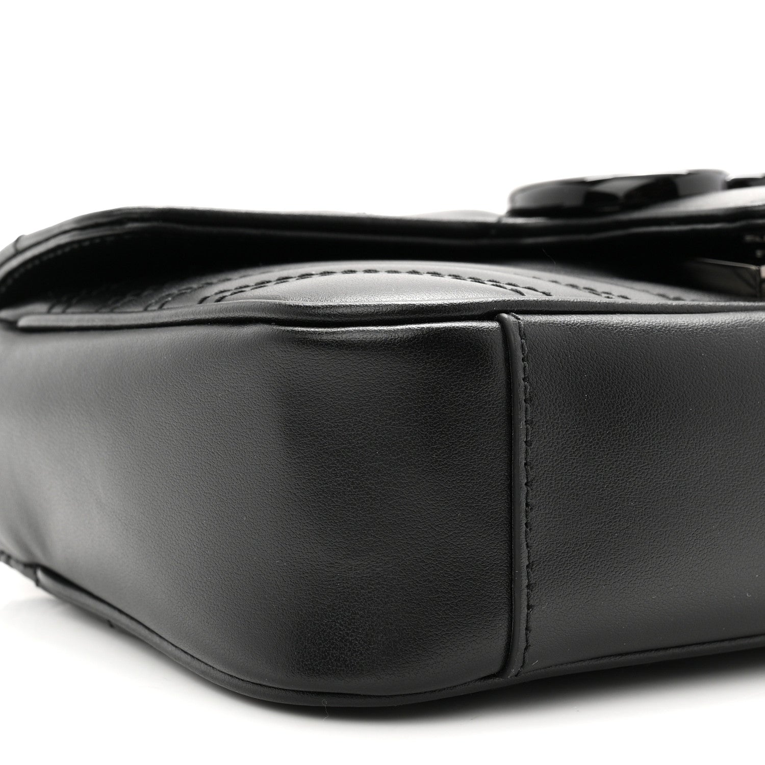 Gucci Calfskin Matelasse Monochrome Mini GG Marmont Shoulder Bag Black 9 of 11