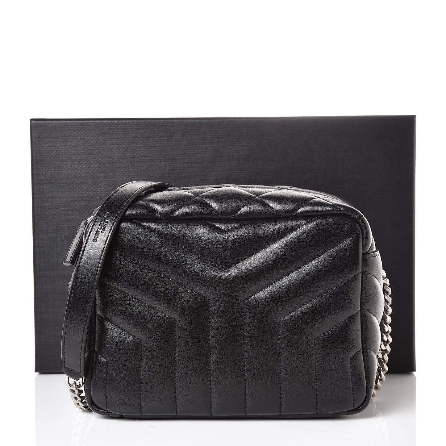 Calfskin Y Quilted Monogram Small Loulou Bowling Bag Black