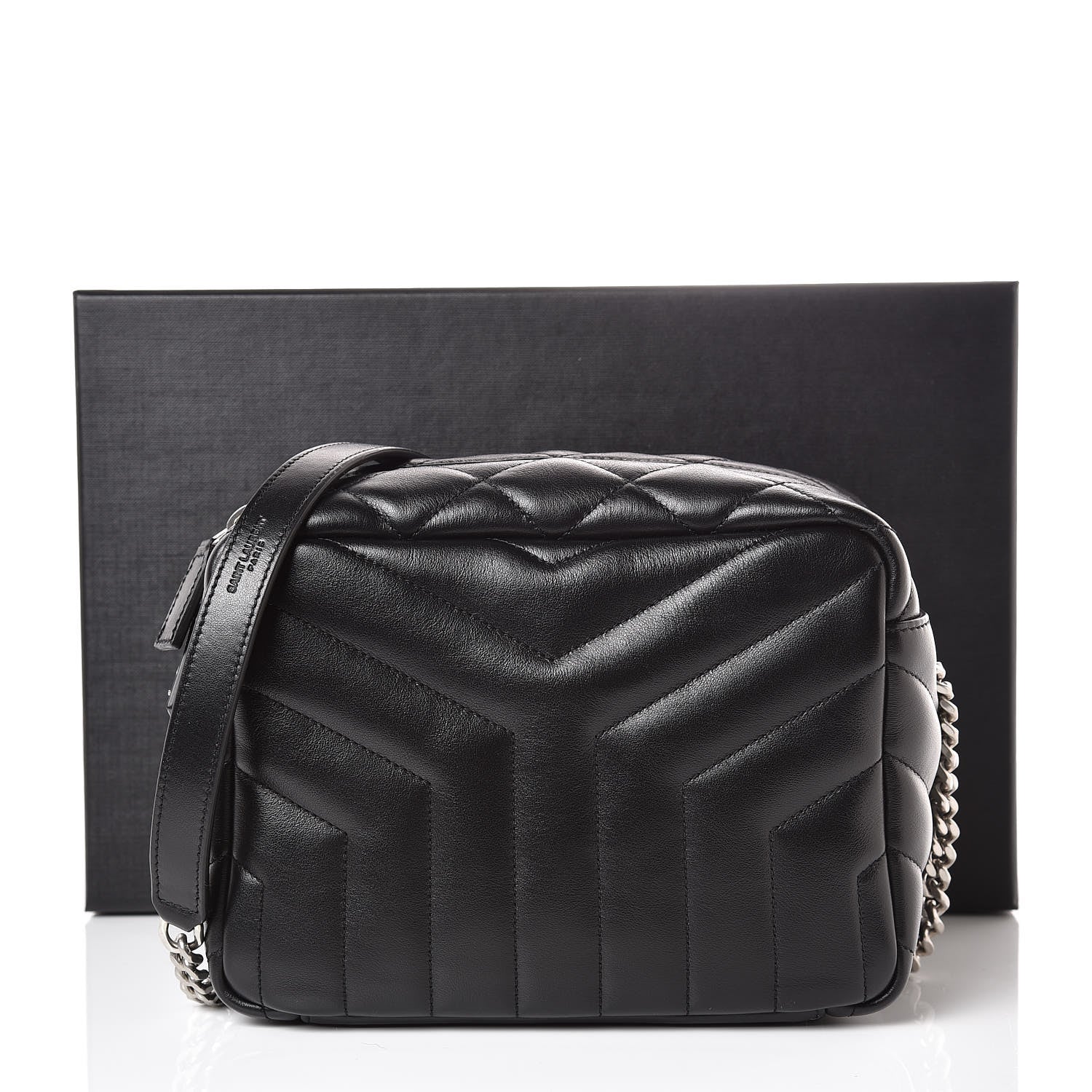 Saint Laurent Calfskin Y Quilted Monogram Small Loulou Bowling Bag Black 8 of 8