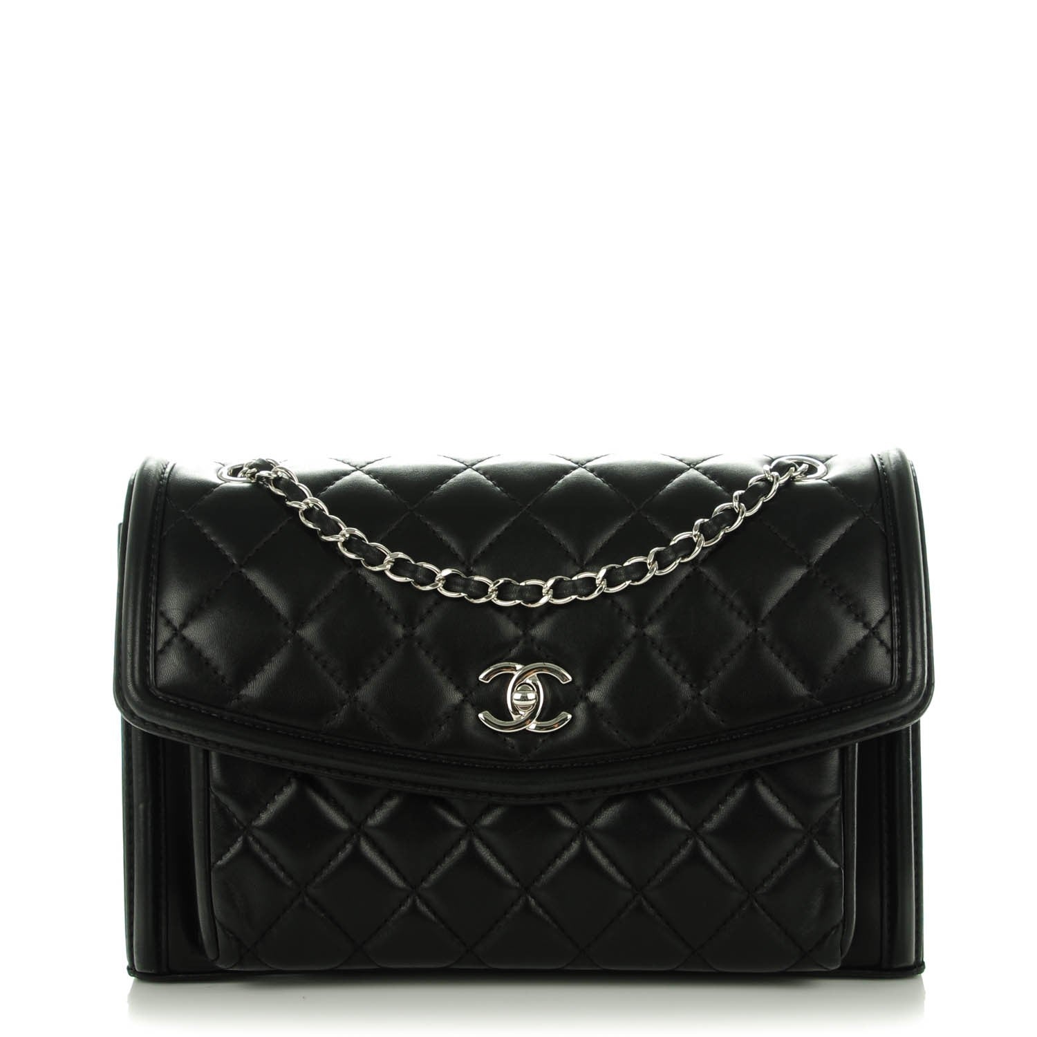 Chanel Lambskin Quilted Large Geometric Flap Black 1 of 8