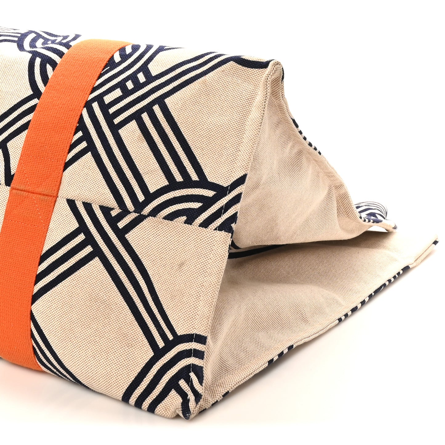 Cotton Canvas Noeuds Marins Beach Bag Orange Camel