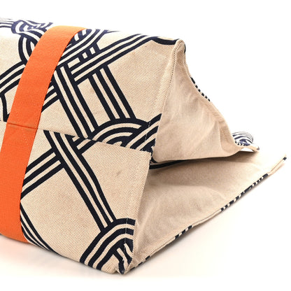 Hermes Cotton Canvas Noeuds Marins Beach Bag Orange Camel 10 of 10