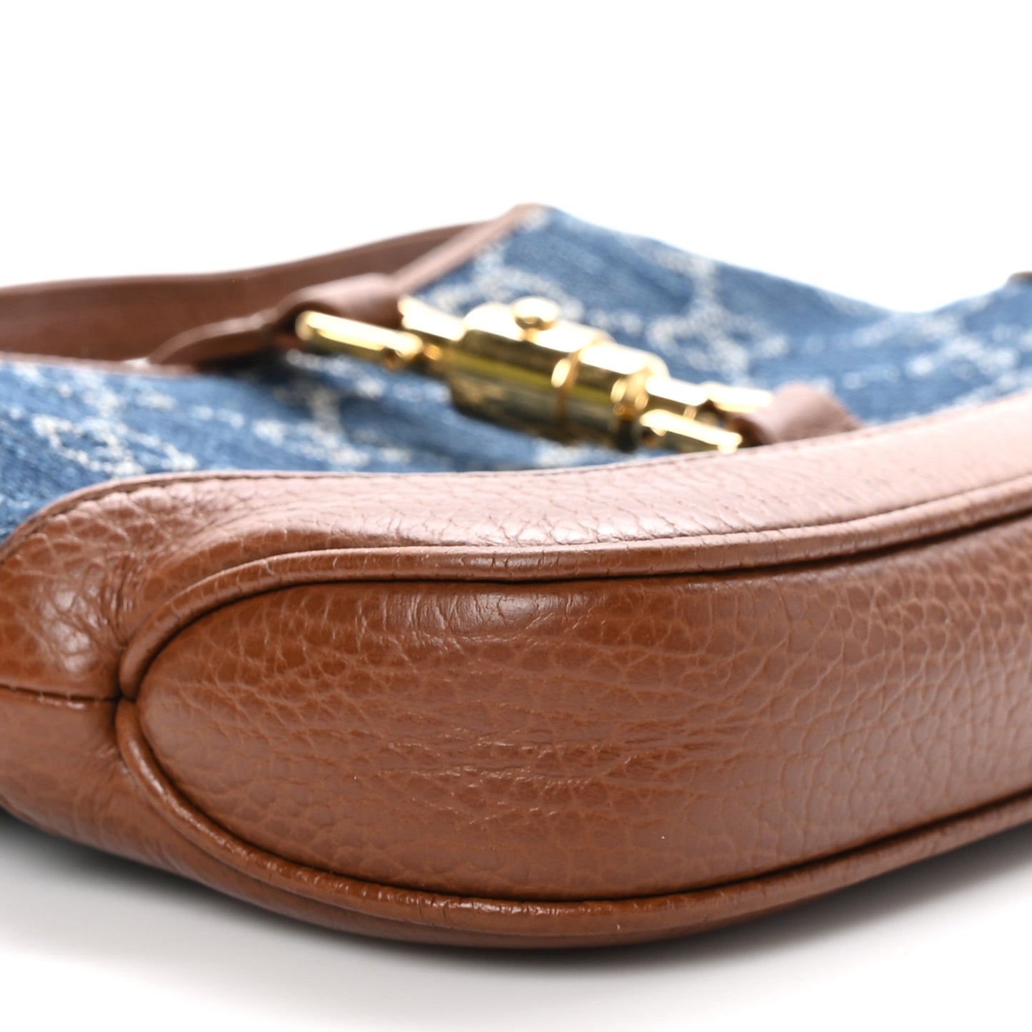 New Denim GG Monogram Calfskin Mini Jackie 1961 Hobo Blue Tea Cuir